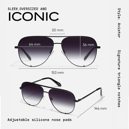 Quay Australia HIGH KEY Men's and Women's Sunglasses Classic Oversized Aviator