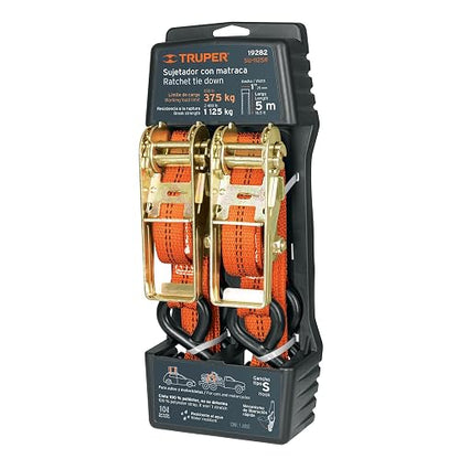 Truper SU-1125R, Sujetadores con matraca, carga máxima 1125 kg, 2 piezas