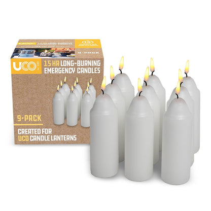 UCO Candle Lantern 3.5-Inch Candles, 9-Pack, 9-Hour White