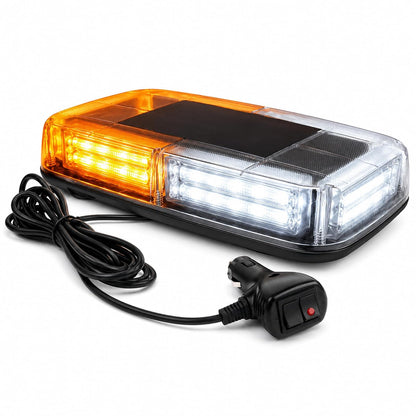 Xprite Barra de Luces LED Estroboscópicas con Base Magnética, 42 LED - Blanco y Ámbar