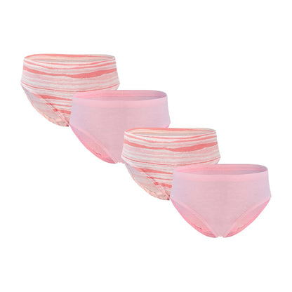 Hanes Intima Panty Hipster Niña - Algodón Hipoalergénico, Paquete 4 Piezas, Estampados Rosa