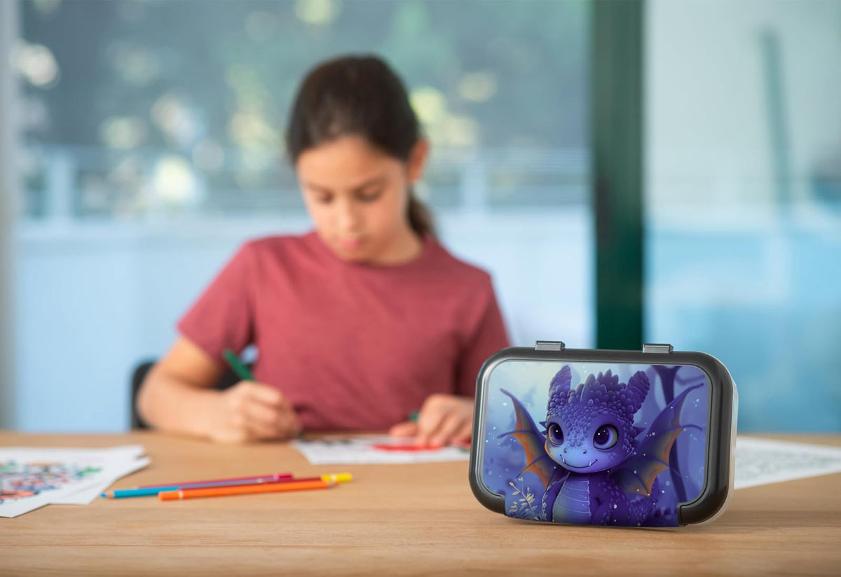 ZIPIT Caja de lápices de plástico reciclado para niños, estuche de gran capacidad para la escuela, caja organizadora de papelería duradera, dragón