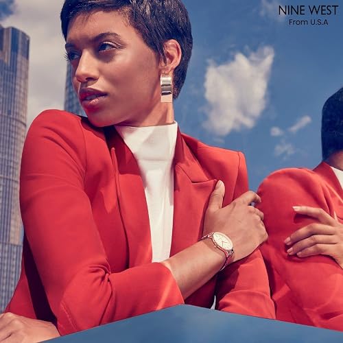Nine West - Reloj de pulsera con detalles de vidrio para mujer