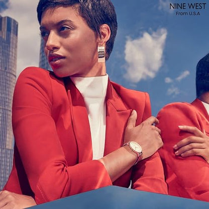 Nine West - Reloj de pulsera con detalles de vidrio para mujer