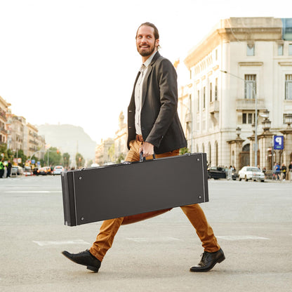 VEVOR - Funda rígida para guitarra de bajo, rectangular de 46.5 pulgadas, con cierre de llave, acolchado de PVC, forro suave, resistente al agua, funda rígida para guitarra de bajo de 39 a 46.5