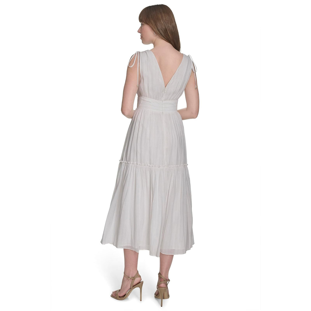 Tommy Hilfiger Sleeveless V Neck Neck Tie Midi Dress Vestido Mujer