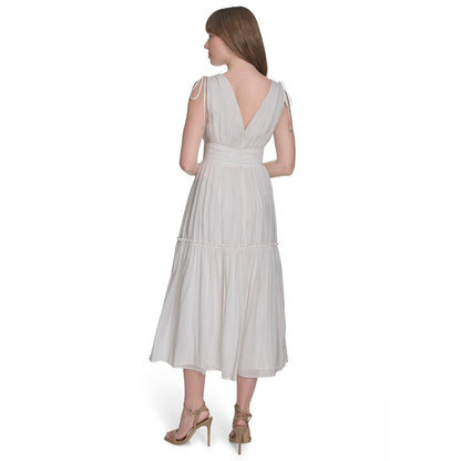 Tommy Hilfiger Sleeveless V Neck Neck Tie Midi Dress Vestido Mujer