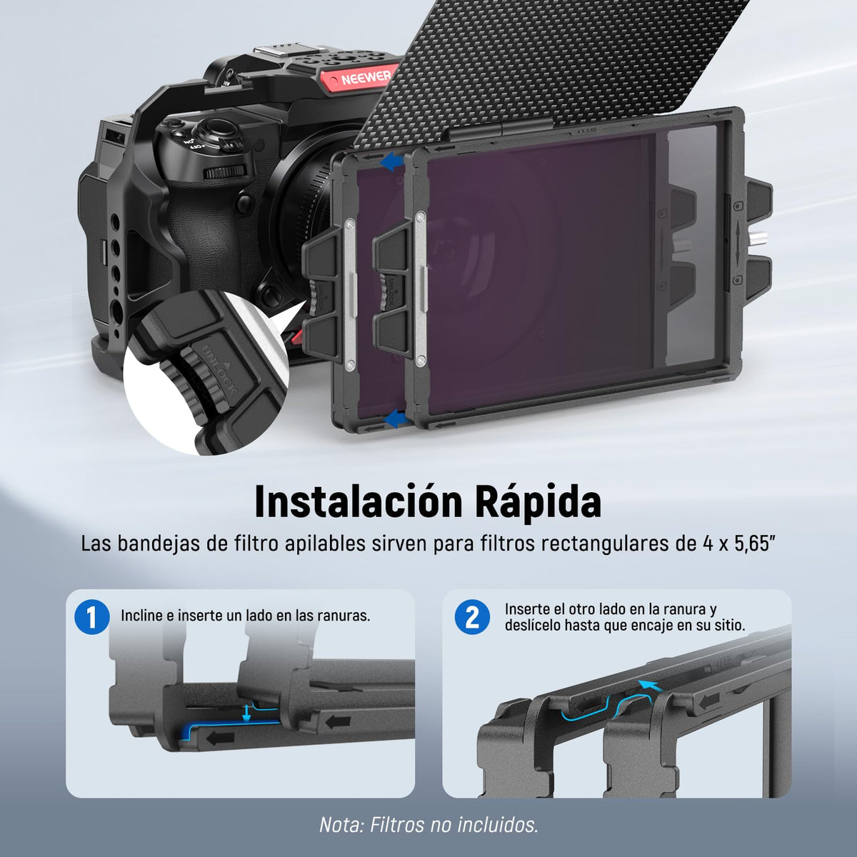 NEEWER Mini Caja Mate con Dos bandejas de Filtro de 4 x 5.75 Pulgadas, 4 adaptadores de Lente Circular, Bandera Superior de Fibra de Carbono, Compatible con Accesorios SmallRig Compatible con Filtro