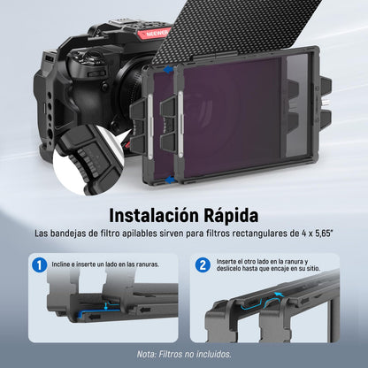 NEEWER Mini Caja Mate con Dos bandejas de Filtro de 4 x 5.75 Pulgadas, 4 adaptadores de Lente Circular, Bandera Superior de Fibra de Carbono, Compatible con Accesorios SmallRig Compatible con Filtro