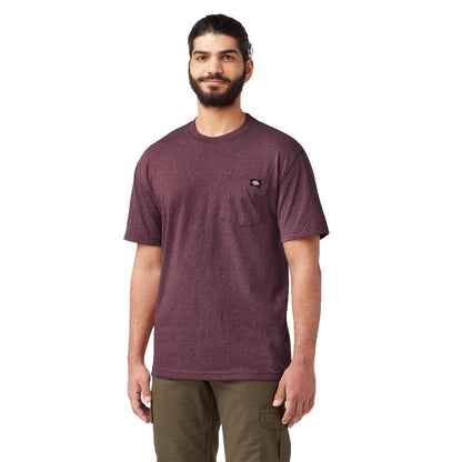 Dickies Playera de Manga Corta Cuello Redondo Heavyweight para Hombre - 4XL Amplio Alto - Borgoña jaspeado
