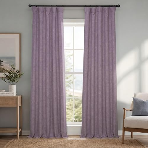 HPD Half Price Drapes - Cortinas de Lino sintético para Sala de Estar (1 Panel), 50 de Ancho x 84 de Largo, Cortinas texturizadas para oscurecer la habitación para recámara, 84 Pulgadas de Largo