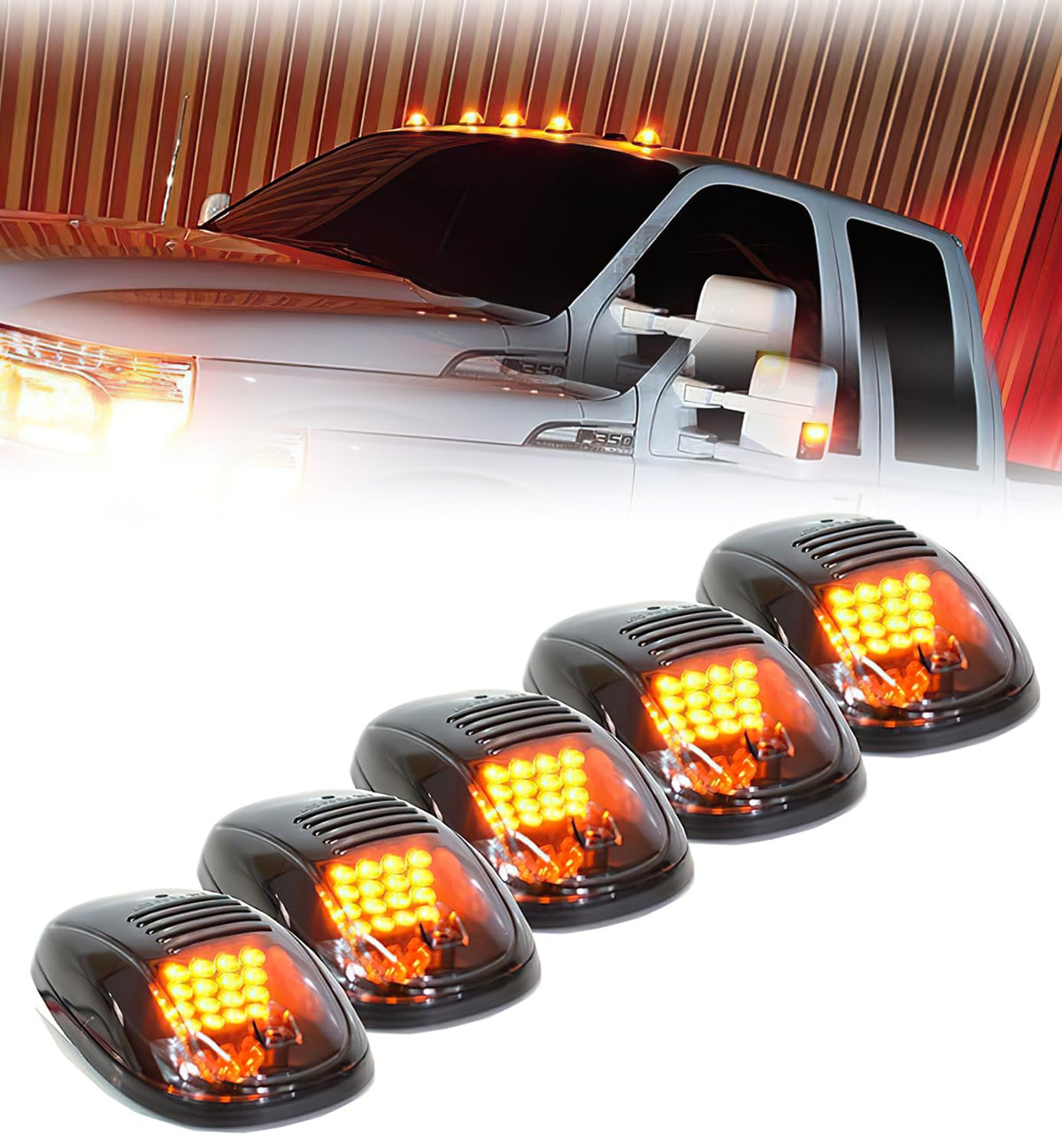 Xprite Juego de Luces de Marcha con 16 LED Color Ámbar para Camionetas SUV SL-745N-G3-Y