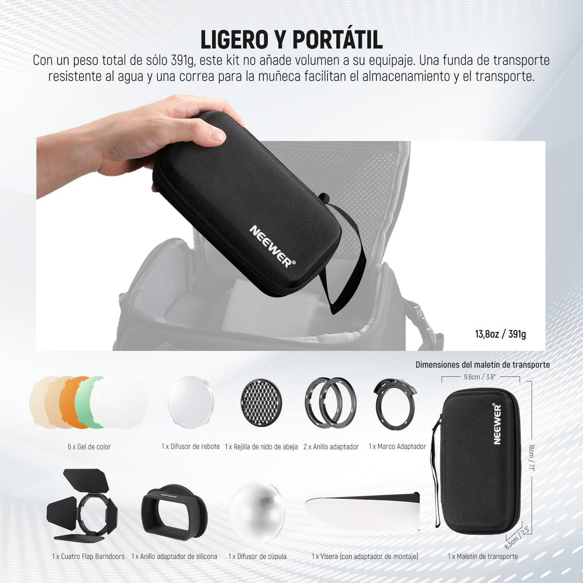 NEEWER Anillo Adaptador de Cabeza de Flash Cuadrado de Silicona con Cabezal de Flash Redondo Magnético Kit de Gel de Color para Z760 NW760 NW700 NW620 NW635II TT560 Speedlite de Cabeza Cuadrada, CRM3