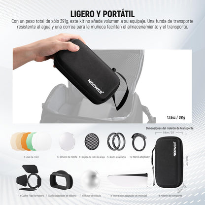 NEEWER Anillo Adaptador de Cabeza de Flash Cuadrado de Silicona con Cabezal de Flash Redondo Magnético Kit de Gel de Color para Z760 NW760 NW700 NW620 NW635II TT560 Speedlite de Cabeza Cuadrada, CRM3