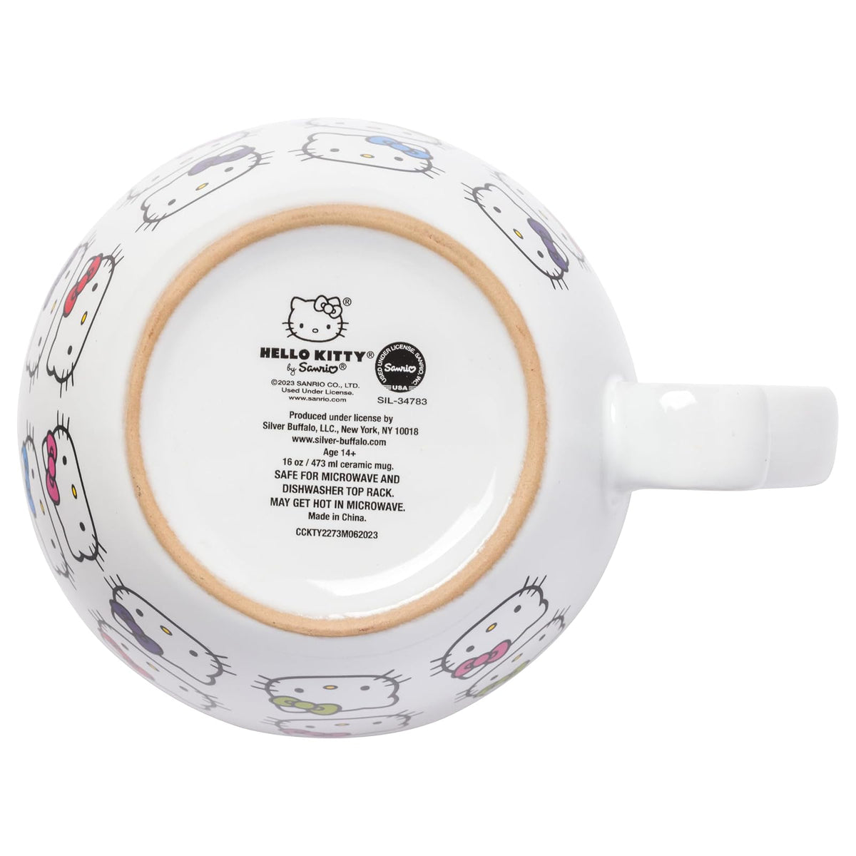 Silver Buffalo Sanrio Hello Kitty - Taza de cerámica con asa redonda para cuerpo, 16 onzas