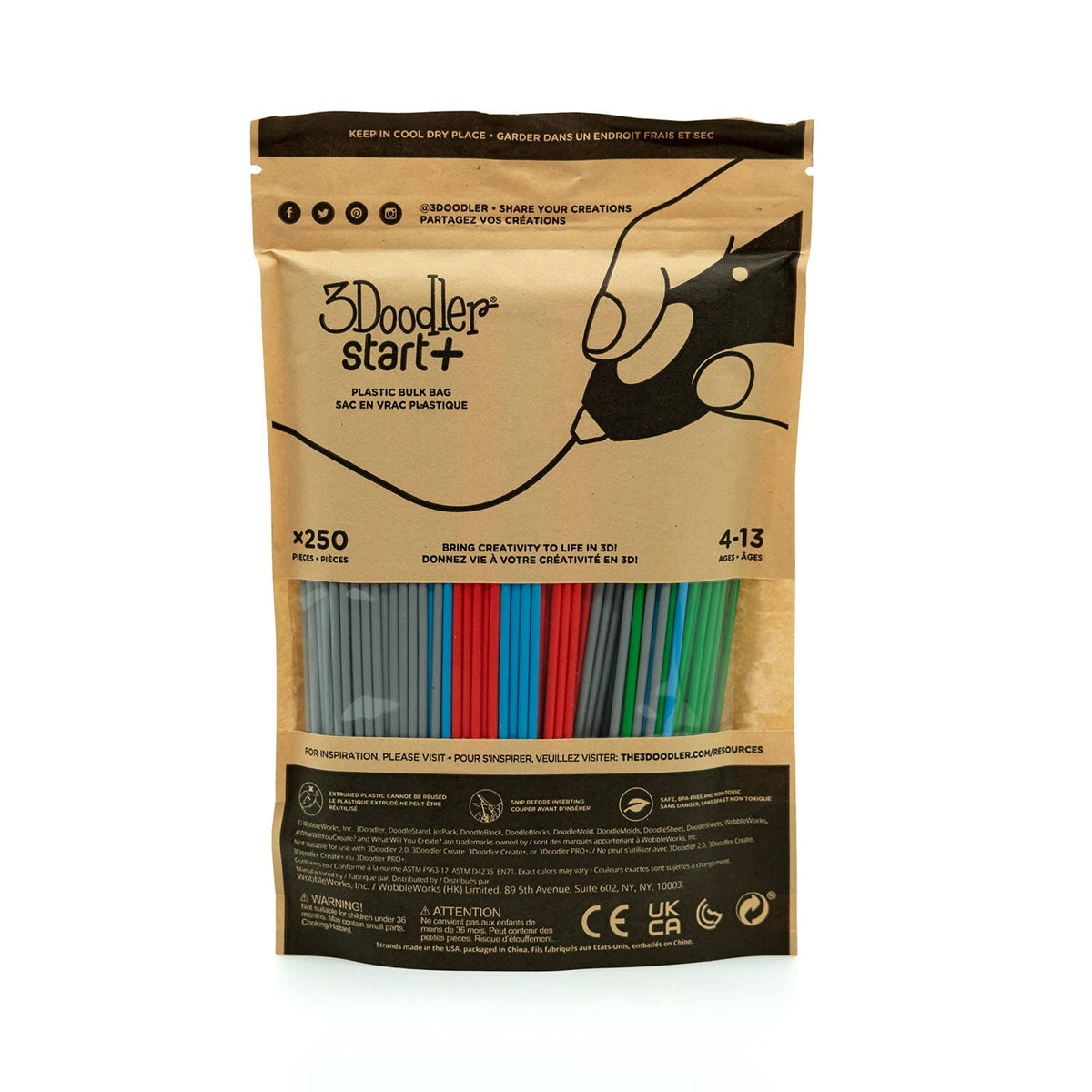 3Doodler Start+ 3D Pen Plastic Refill Bag - Mix 2 (Primary Pow)