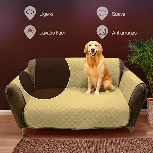 Condecora Protector Cubre Sala de Doble Vista Reversible Impermeable Ultrasonic para Love Seat 2 Plazas | Funda de Sofá Microfibra 100% Poliéster
