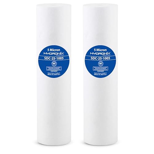 Hydronix SDC-25-1005 Cartucho de filtro de agua para sedimentos de ósmosis inversa RO para toda la casa, 2.5 x 10 pulgadas, 5 micras (paquete de 2)