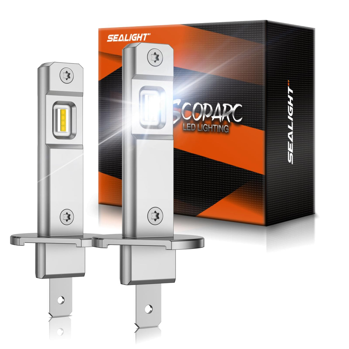 SEALIGHT Bombillas LED H1 para Luz Antiniebla, 30000 lm, 6500 K, Blanco, con Ventilador, Paquete de 2