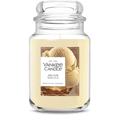 Yankee Candle - Vela perfumada en tarro grande con hasta 150 horas de tiempo de combustión, mezcla de cera de soja para una combustión más limpia y consistente, vela en tarro de 22 onzas con fragancia