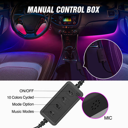 Nilight Luces de Interior RGBIC 72 LED USB 12 V, Multitáctil con App, Modo Música, para Auto y Camión, TL-90