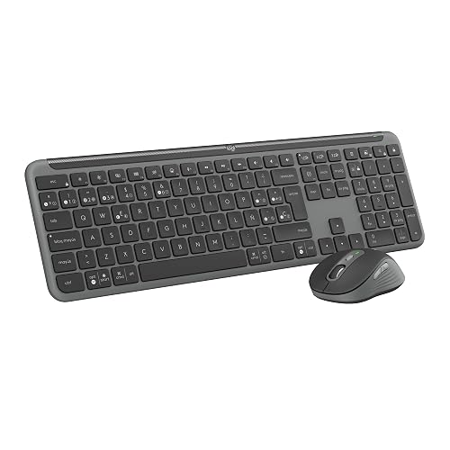 Logitech MK950 Signature Slim, Teclado y Mouse inalámbricos, diseño Elegante, Escritura y clicks discretos, Bluetooth, multisistema operativo, para Windows y Mac - Grafito