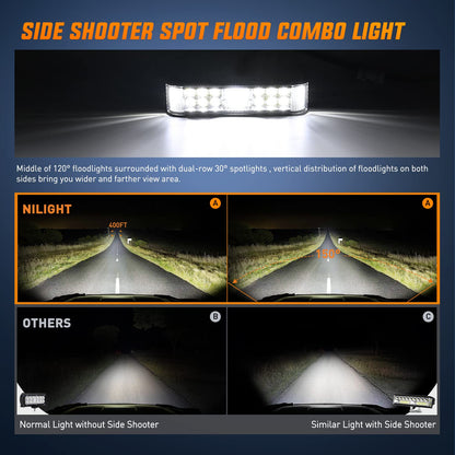 Nilight W0434 Paquete de 2 Cápsulas LED de Disparo Lateral de 6.5 Pulgadas 60 W, para Camión/ATV/UTV/Barco