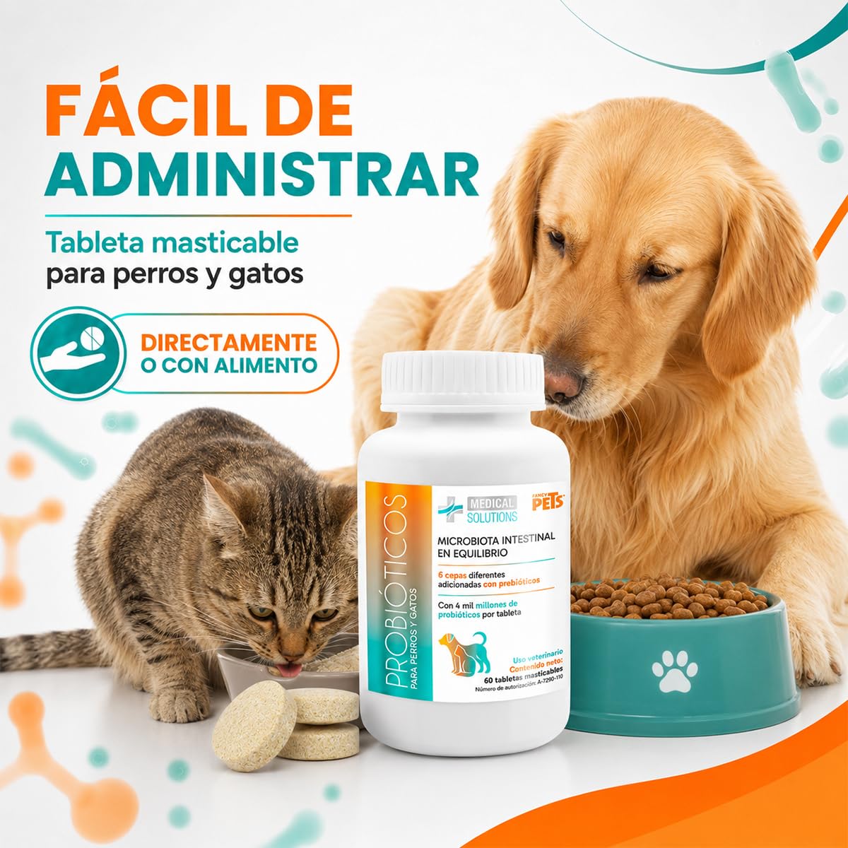 Fancy Pets MS Probióticos para Perros y Gatos con 60 Tabletas