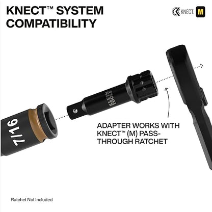 KLEIN TOOLS 65109IMPCT KNECT Juego de dados de impacto de pozo profundo de 3/8 de pulgada, juego de herramientas SAE de 9 piezas con adaptador de destornillador de impacto, adaptador de llave