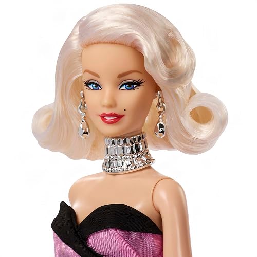 Barbie Signature Muñeca de Colección Marilyn Monroe 6Y+ | Lleva un vestido rosa que incluye lazo de gran tamaño, muñeca esculpida con cabello rubio, aspecto de la película