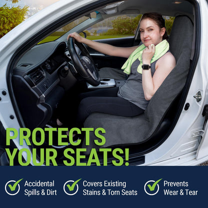 Season Guard Toalla de Sudor de Tela Terry para Asiento; Protector de Toalla para Asiento de Automóvil; Ideal para el Gimnasio; Impermeable; Ajuste Universal para Auto, SUV, Furgoneta, camión; Fácil de