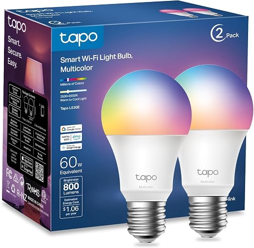 TP-Link Tapo - Bombillas inteligentes Wi-Fi (Tapo L530E), multicolor, cambio a todo color, regulables, compatibles con Alexa y Google Home, no requiere concentrador, paquete de 2
