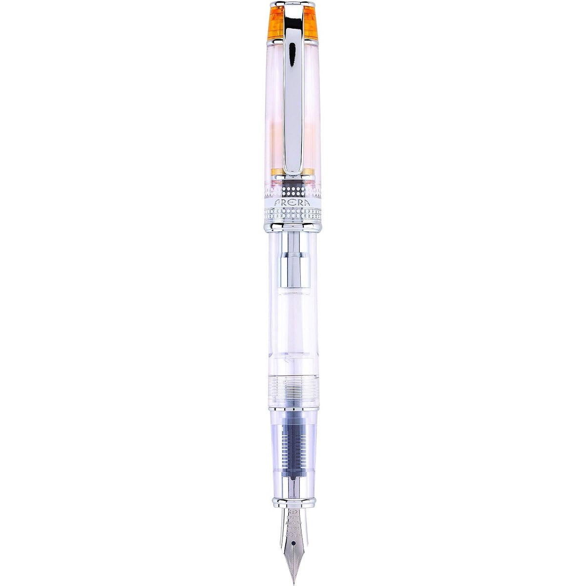 Pilot Prera Pluma Fuente con Sistema de Tinta Líquida - Fino - Orange - Silver