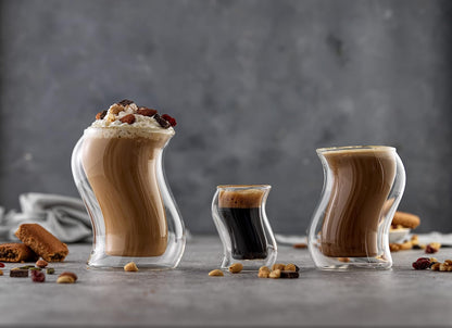 JoyJolt Pivot Espresso Shot Glass - Juego de 2 tazones de café expreso con diseño singular - Lentes de café expreso de doble pared para uso doméstico o profesional