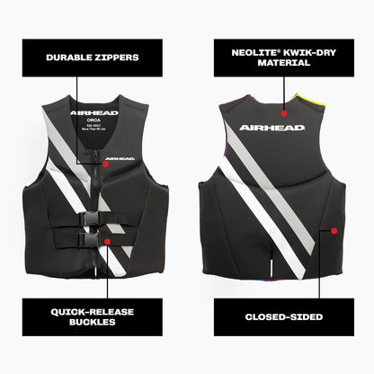 Airhead Orca Neoprene Kwik-Dry Neolite Life Jacket, USCG Approved Adult, Youth and Child Sizes