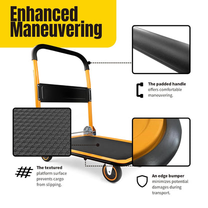 MaxWorks 80876 Plataforma Plegable camión Push Dolly-330 LB. Capacidad de Peso con Ruedas giratorias, 28.75" x 18.75" x 33"