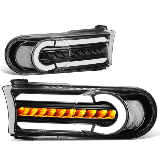 DNA Motoring BL-LB-FJC07-BK-CL1 LED DRL + Señal Giro Secuencial Luces Parachoques Delantero Esquina Negro