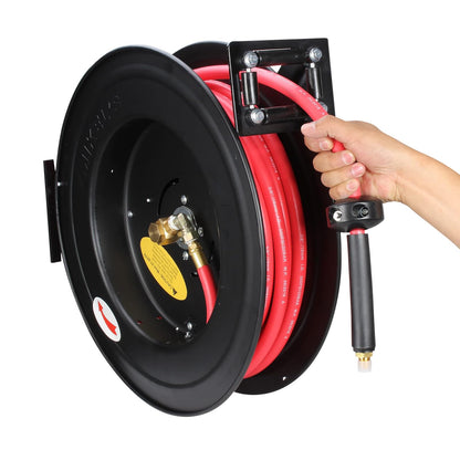Carrete de acero con manguera 3/8” sistema retráctil 15 m