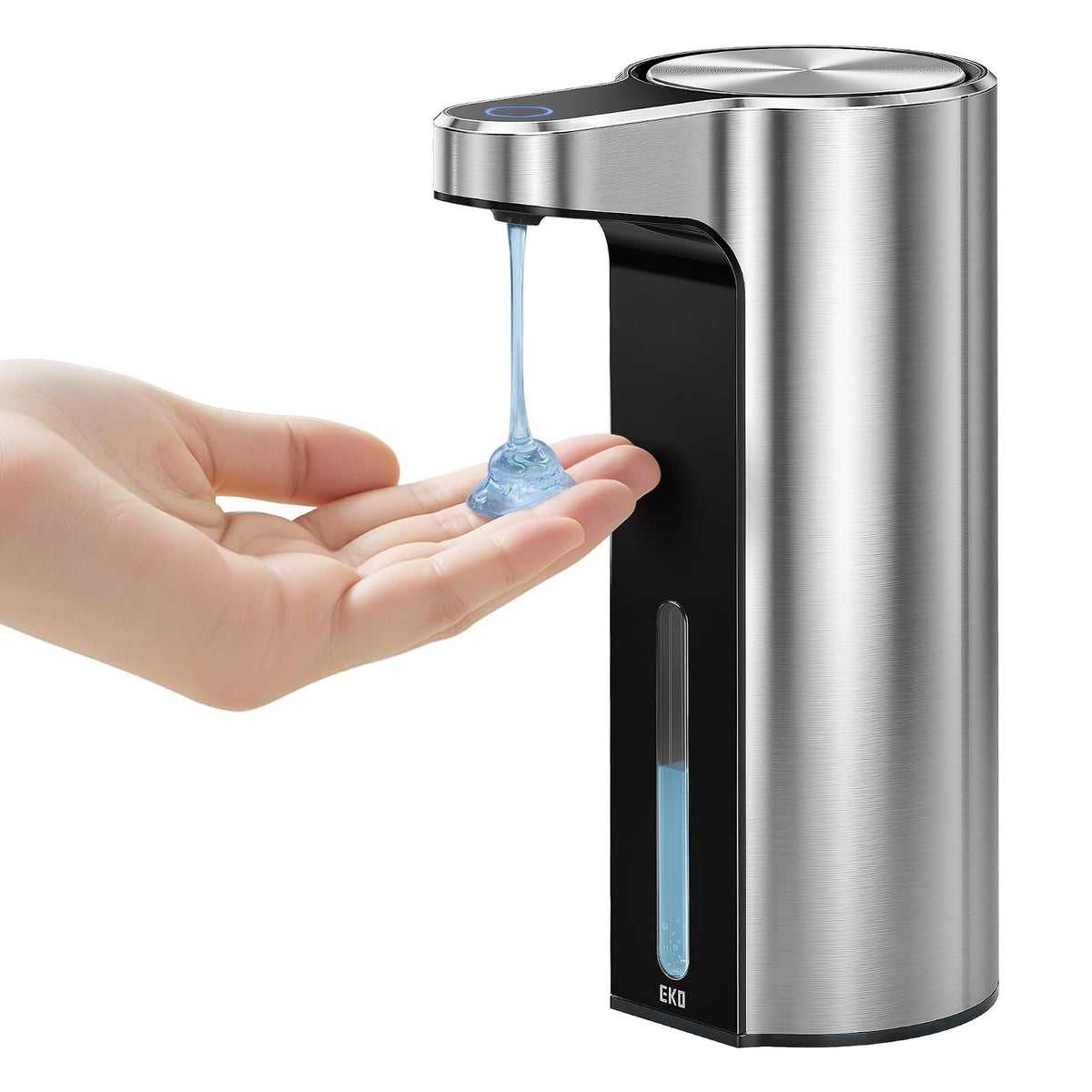 EKO Aroma - Dispensador automático de jabón sin Contacto para Cocina y baño, dispensador de jabón líquido para Manos, Resistente al Agua y Recargable, 9 onzas líquidas (Inoxidable)