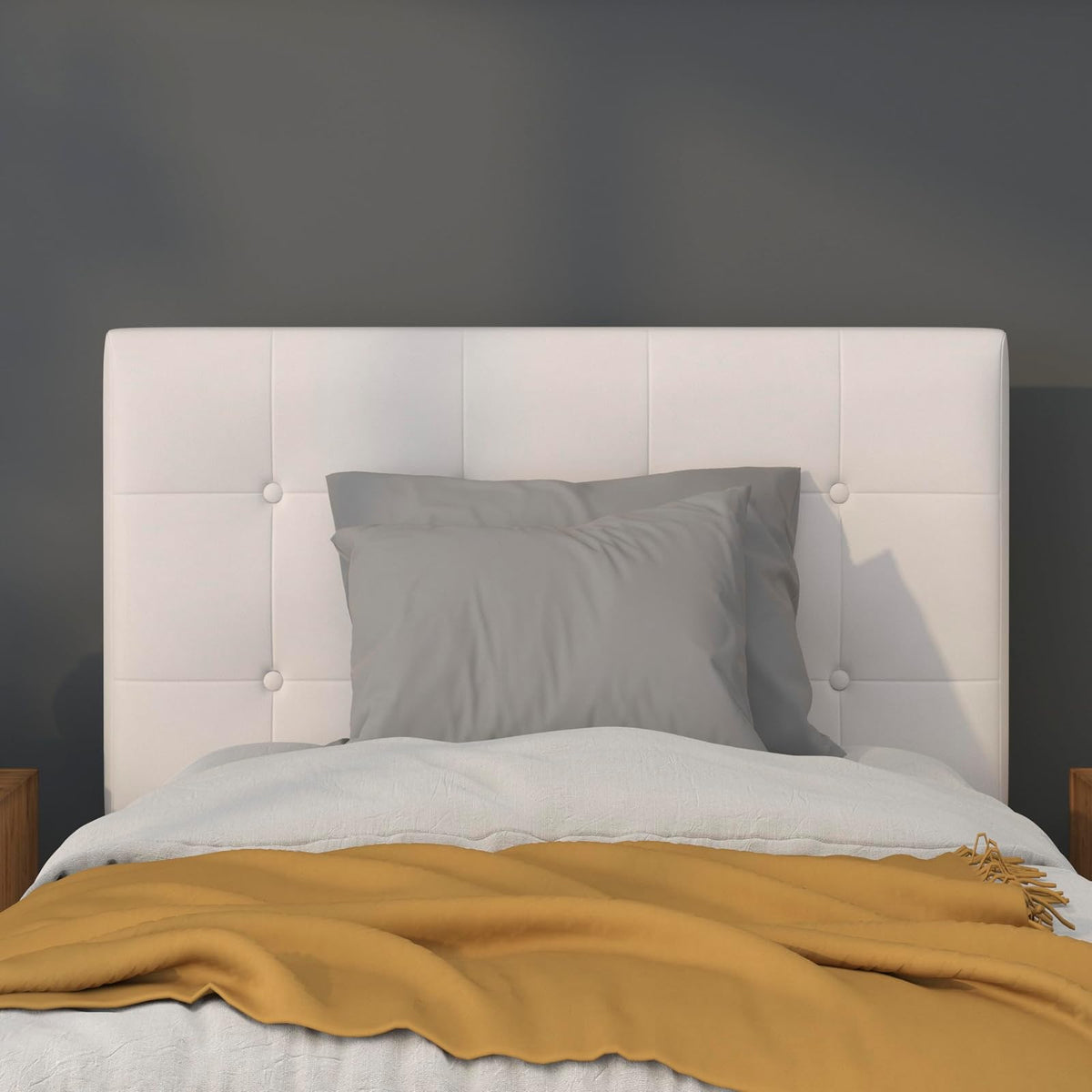Flash Furniture Lennox - Cabecero tapizado de tamaño Individual en Vinilo Blanco