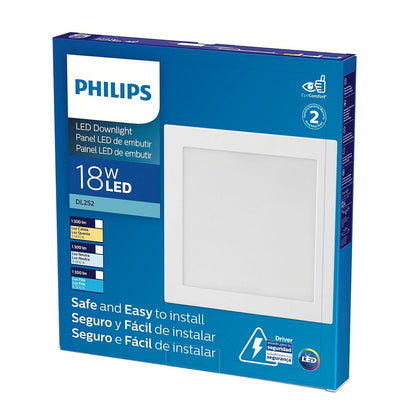 Philips LED Empotrado DL252 Cuadrado 8" Luz Fría de 18 watts