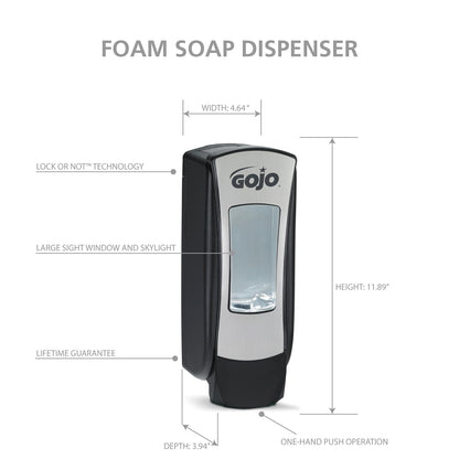 Gojo Adx - Dispensador, Cromo cepillado, 1250 mL
