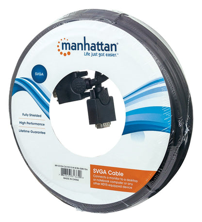 Manhattan CABITL180 Cable VGA, Hd15, 15 m, VGA (D-Sub), VGA (D-Sub), Macho/Macho, Negro, 15.2 m