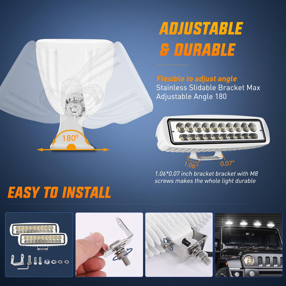 Nilight Marine - Luces LED de navegación para 2 unidades, 60 W, luz blanca de punto ponton, cubierta de barco, iluminación para pesca nocturna, popa, yate, kayak, puerto, velero, camiones, tractores