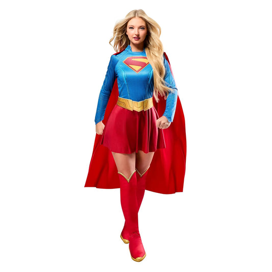 Rubies - Disfraz de Supergirl Deluxe para mujer, Rojo/Azul, S