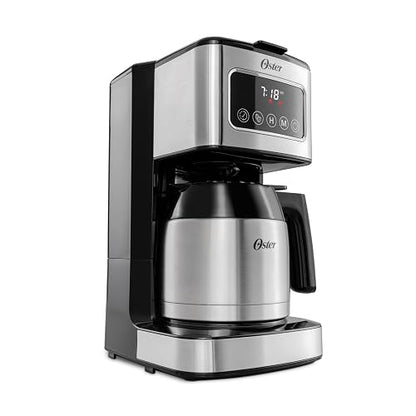 Oster Cafetera de Goteo Programable Capacidad 8 Tazas, Pantalla Táctil LED | Programa el café hasta 24 hrs de anticipación, pausa para servir, apagado automático, filtro reutilizable,