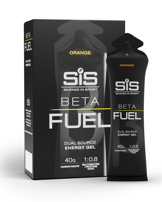 SIS Science in Sport Beta Fuel Gel sabor Naranja, Gel de Carbohidratos de Doble Fuente, 40g de Carbohidratos por Porción, Fácil de Digerir, 60ml (Pack de 6)