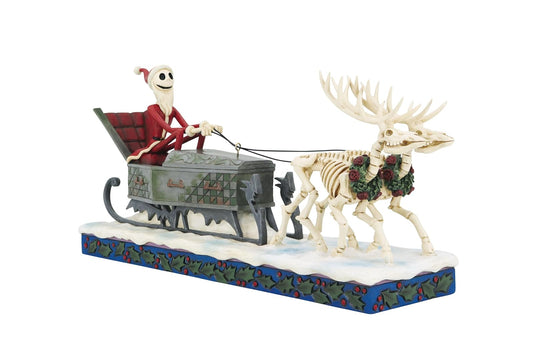 Enesco Disney Traditions Collection by Jim Shore The Nightmare Before Christmas - Figura de Papá Noel en Trineo y Calavera de Reno, Pintada a Mano para decoración del hogar, 6.5 Pulgadas