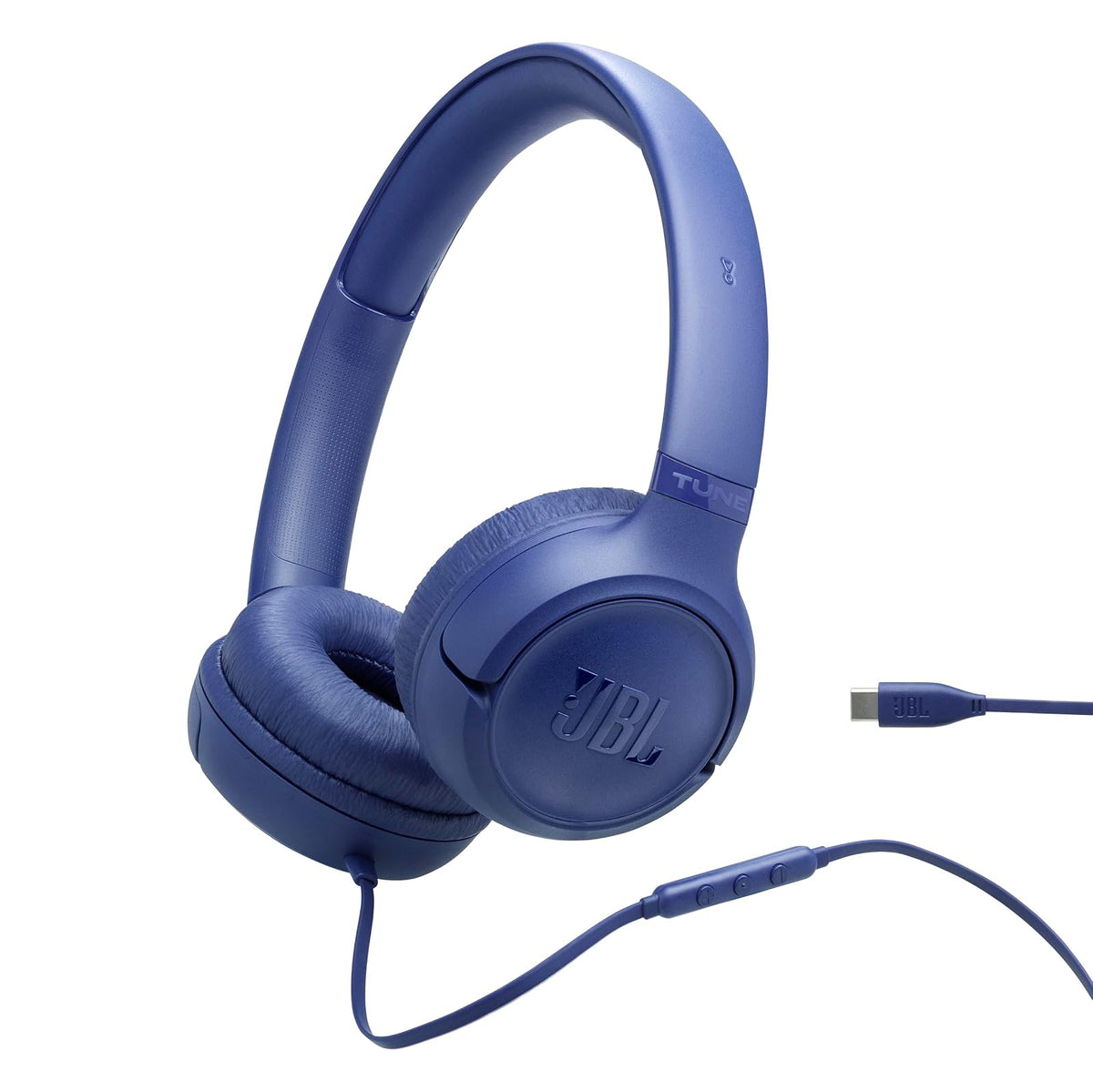 JBL Tune 530C Audífonos con Cable USB-C, Sonido JBL Pure Bass, Blanco - Azul