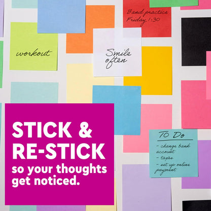 Post-it Super Sticky Notes Notas adhesivas, 7.6 x 7.6 cm, bloc de notas, azul (Mediterranean Blue), 5 Pads